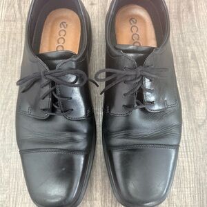 Ecco Men's Classic Black Leather Oxfords lace up square toe 45
